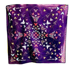 Butterfly Print Square Scarf Bandana Cotton 21" SQ "FIND YOUR WINGS"